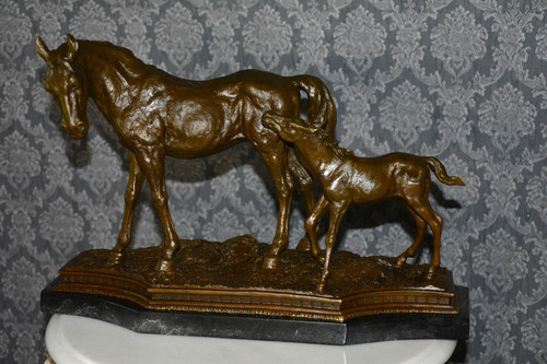 Horse bronze statue colt - horse,