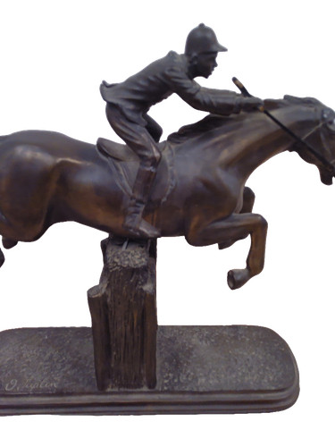 Bronze horse jockey sculpture - bronze,