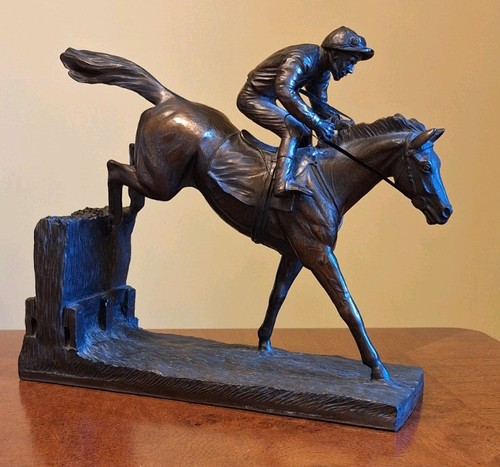Bronze horse jockey statue - bronze,