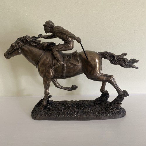 Horse and jockey bronze - horse,