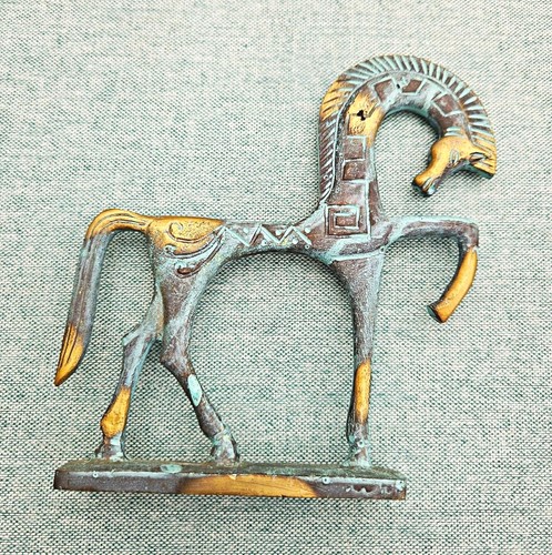 Greek patina metal horse - greek,