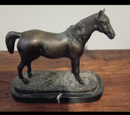 Bronze horse marble plinth - horse, on