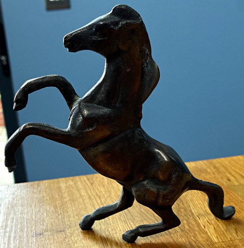 Bronze rearing horse figurine - bronze,