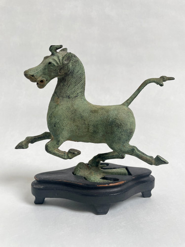 Vintage bronze verdigris horse - vintage,