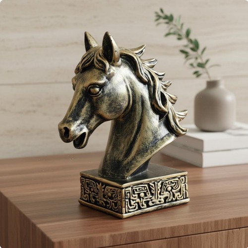 Resin horse head sculpture - resin,