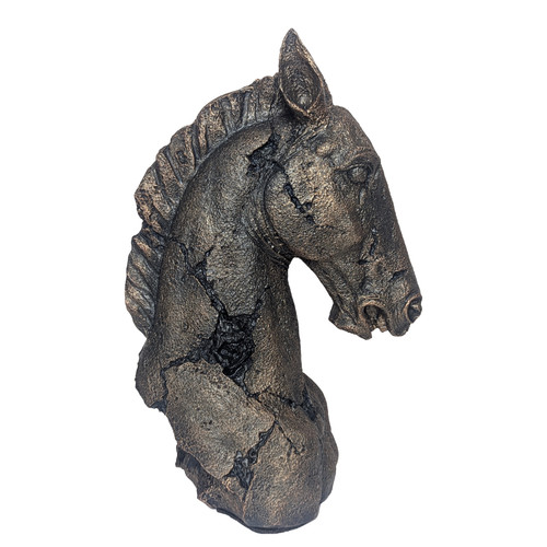 Rustic bronze horse head - rustic,